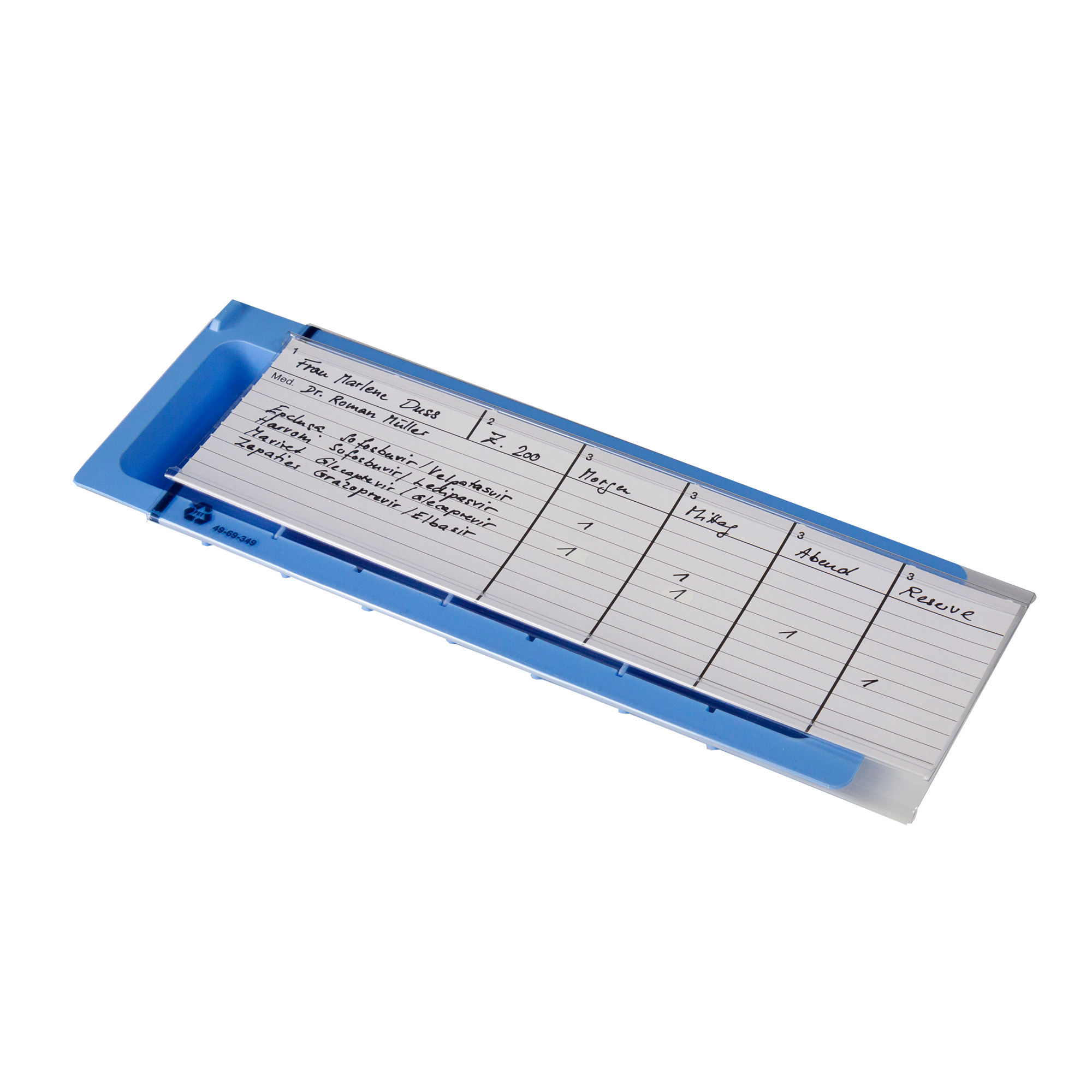 Etikette für Patientenname und Medikation