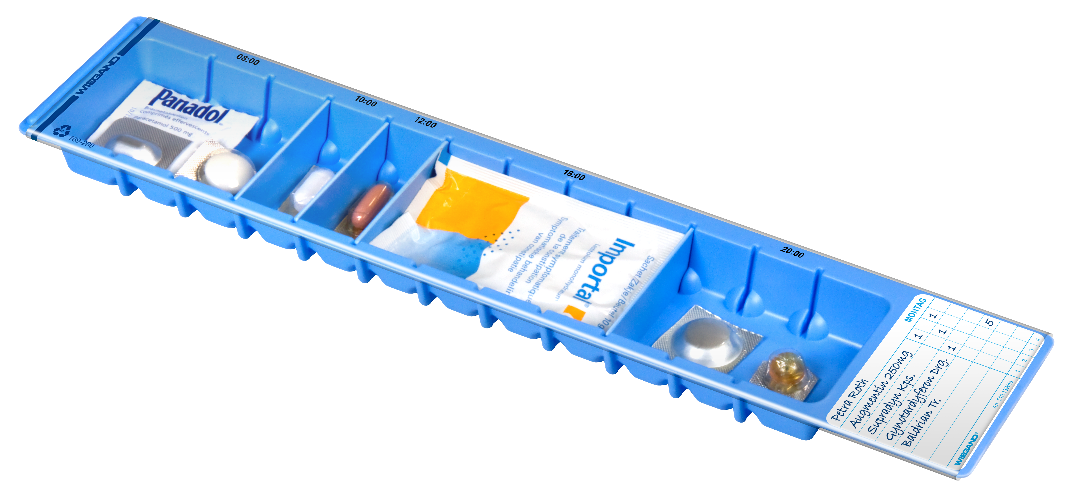 Etiketten für Medikation, mit Wochentagen, in Französisch